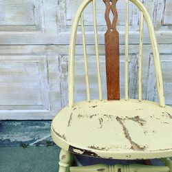 Petite Vintage Oak Yellow Custom Painted Petite Rocking Chair