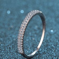 Solid Sterling Silver Eternity Moissanite Ring Size 6.5 & 7.5 #wedding