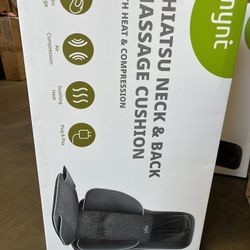 Mynt Shiatsu Neck and Back Massager with Heat & Air Compression - 3D Deep Tissue Kneading Massage Chair Pad for Full Body Stress Relief