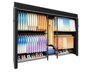 Ulif E12C Max Heavy Duty Closet Organizer System，Freestanding Clothing Rack, Adjustable Garment Rack 83" W x 16" D x 76.5" H Holds 1060 lbs, Black Clo