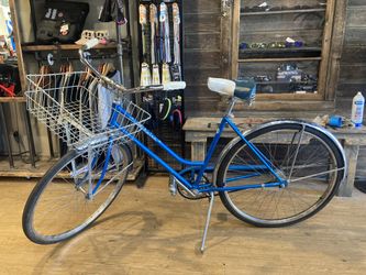 Vintage Blue Schwinn Beach Cruiser with Basket