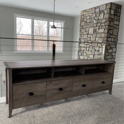 Large New Greywash TV Stand with Storage Drawers 