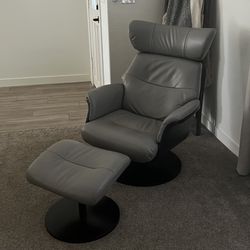 Faux Leather Recliner and Ottoman