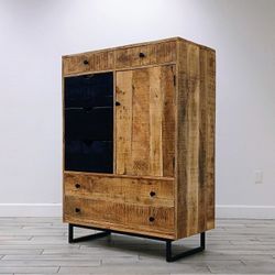 Solid natural Mango wood Dresser With  Wrought Iron