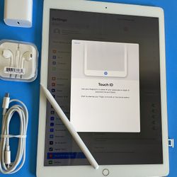  128GB Apple IPad Pro 12.9” (Retina /Touch ID / IOS 16) WiFi + cellular (Unlocked) with keyboard, case,  pen & Accesories (Apple Largest Tablet) 