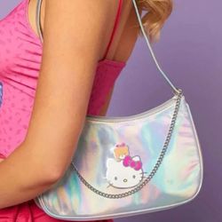 Hello Kitty Holographic Purse W Chain 