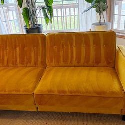 Convertible Futon Sofa Bed - Yellow Velvet 