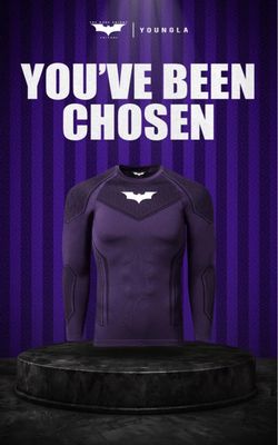 YOUNGLA BATMAN PURPLE COMPRESSION LONG SLEEVE APP EXCLUSIVE IN HAND MEDIUM