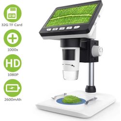 LCD Digital Microscope, 4.3 inch 1080P Full HD 1000x Microscope Camera with 32G TF Card Built in 2600mAh Rechargeable Battery Handled USB Microscope f