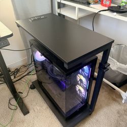 Computer Tower Cart and PC Stand, Height Adjustable, 2 Tier with Socket and USB Charging Port