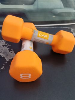 Weights; two 8 lb neoprene dumbbells NEW; ask about other weights - $32
