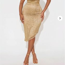 Gold Sequin midi dress
