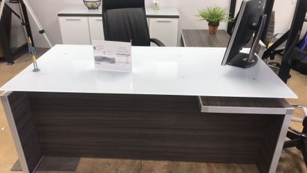 High end glass top desk