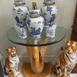 $375 EACH 23” Italian Standing Floor Bengal Tiger Statue.  Perfect, Like New,  Made In Italy By CERAMICHE. 29” Tiger $500.   Prices Are Firm.  