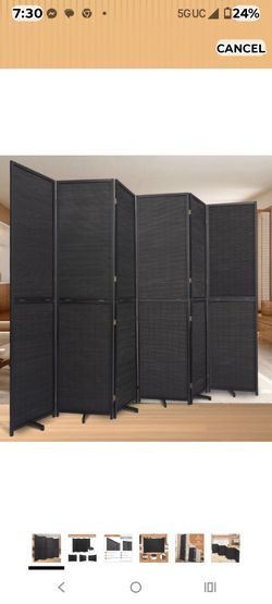Black Bamboo 6-Panel Room Divider