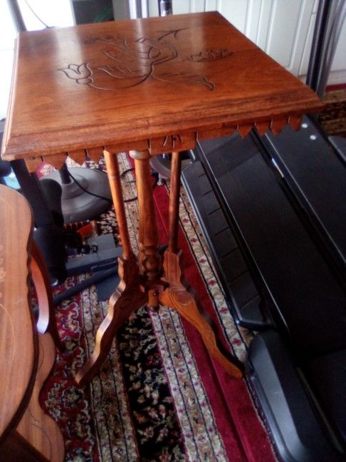 Vintage Antique Tall Table Approx 33 Inches In Height