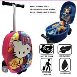 Sanrio Hello Kitty Scooter & Rolling Luggage Bag Cabin Size 18"H