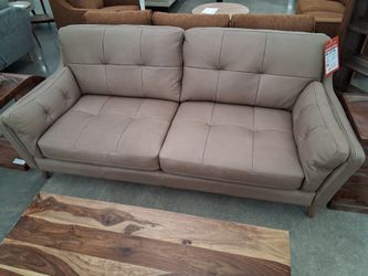 TOP GRAIN ANILINE DYED LEATHER TAUPE SOFA