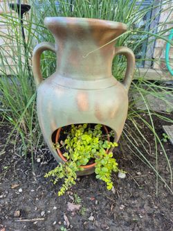 Terracotta Chimnea/ Candleholder/ Vase/ Garden Decor   H 16"1/2, W 10"