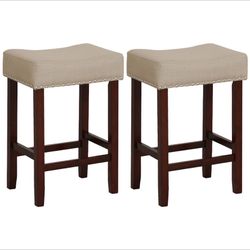 Set of 2 Upholstered Bar Stools – Brand New