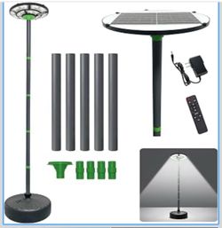 106 Inch Outdoor Solar Street Light with Pole & Fillable Base 692 LEDs, Aluminum Pole, Waterproof, Motion Sensor, with Remote & DC Backup Charging, Fu