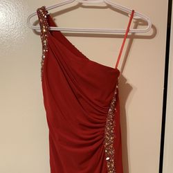 One Shoulder Red Dress