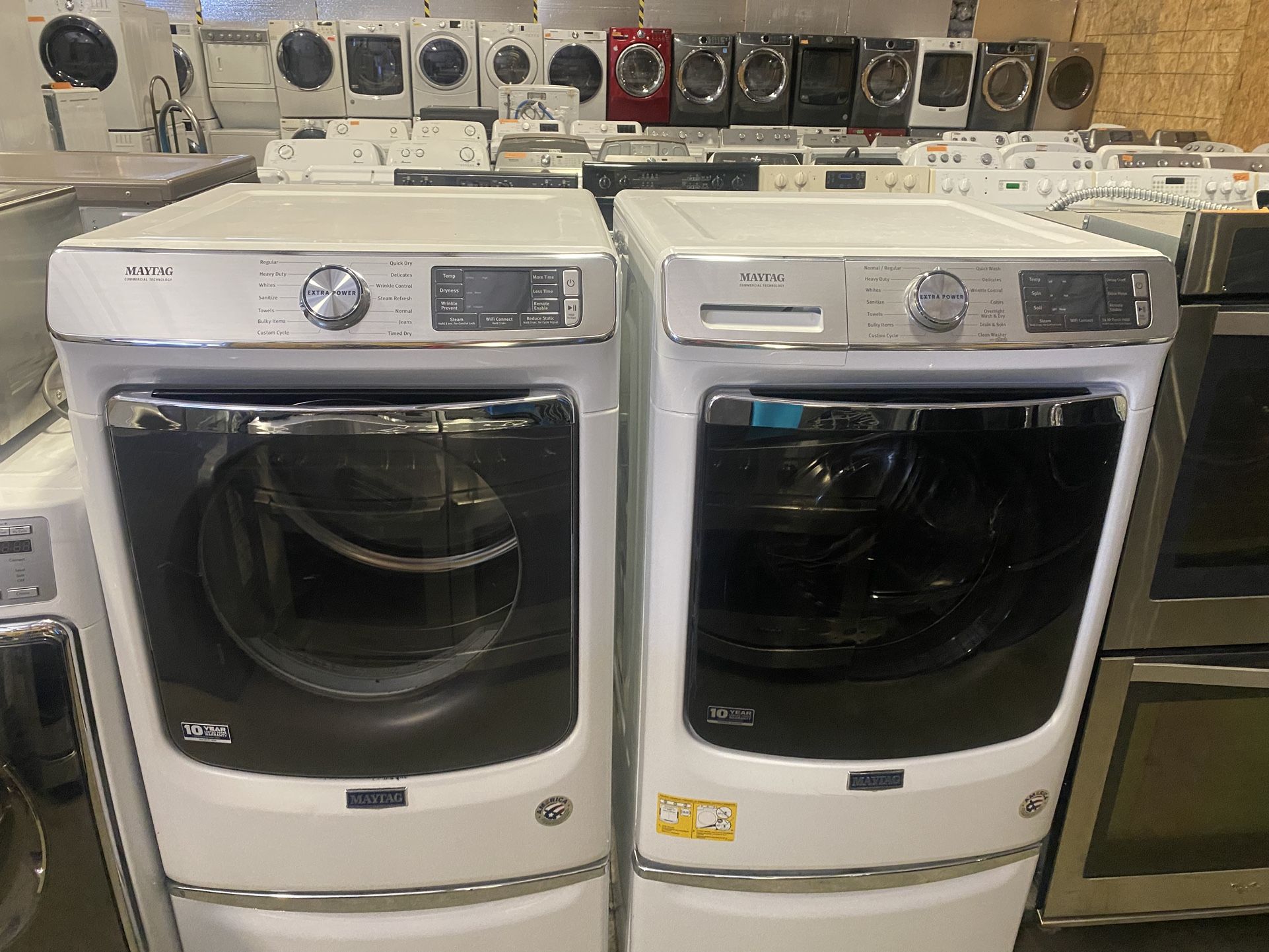 MAYTAG XL COMMERCIAL QUALITY WASHER DRYER SET FREE PEDESTALS ATTACHMENTS WARRANTY