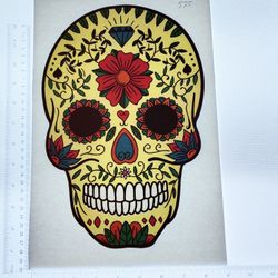 Iron On Heat Transfer  Good For T-shirts Sweaters Jackets T Shirt Design Size Is About 12x8 Sugar Skull #525