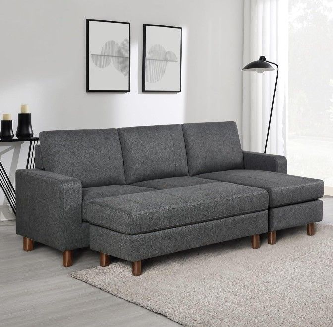 Abbyson Home Gray Sectional With Ottoman
