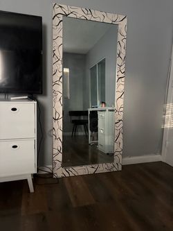 Large Floor Mirror with Patterned Frame