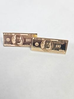 14kt Solid Gold $100 Bill Earrings