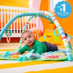 Bright Starts Wild Wiggles Baby Activity Gym And Play Folding Travel Mat Fold Away Toy Bar Newborn Unisex Boy Girl Green