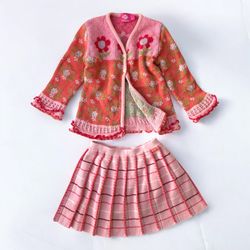 Oilily Cardigan and Skirt Outfit Size 3T Pink