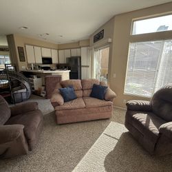 Furniture, Two Recliners And One Couch