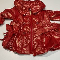 NWT KUWA Girl’s Red Gold Metallic Elements Adorned Lined Light Jacket, 12