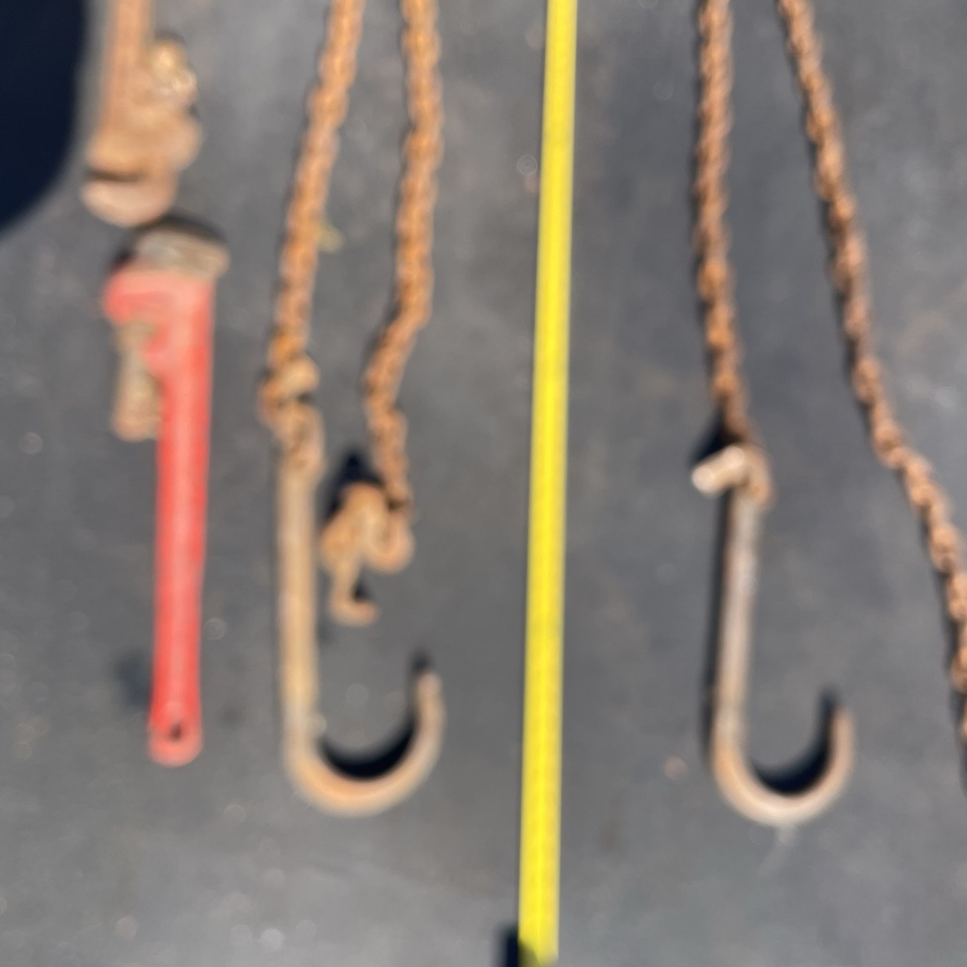 Set Of Hook And Chains 10 Foot Each .24 Inch Pipe Wrenches