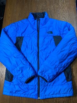 The North Face Mens Medium Full Zip Puffer Jacket Blue Grey NF00CNW9 Flaws As Is