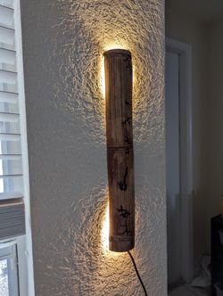Fractal Wood Burnt Bamboo Wall Sconce