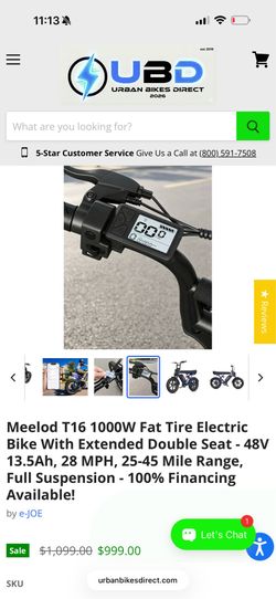 Meelod T16 1000W Fat Tire Electric Bike
