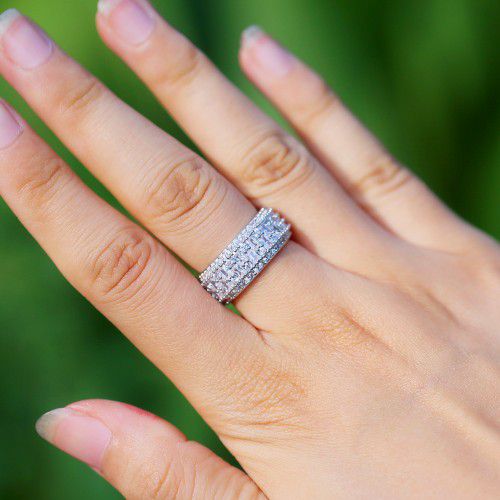 "Fashion Rectangle Round Gems Zircon Luxury Eternity Ring for Women, EVGG1386
 
 