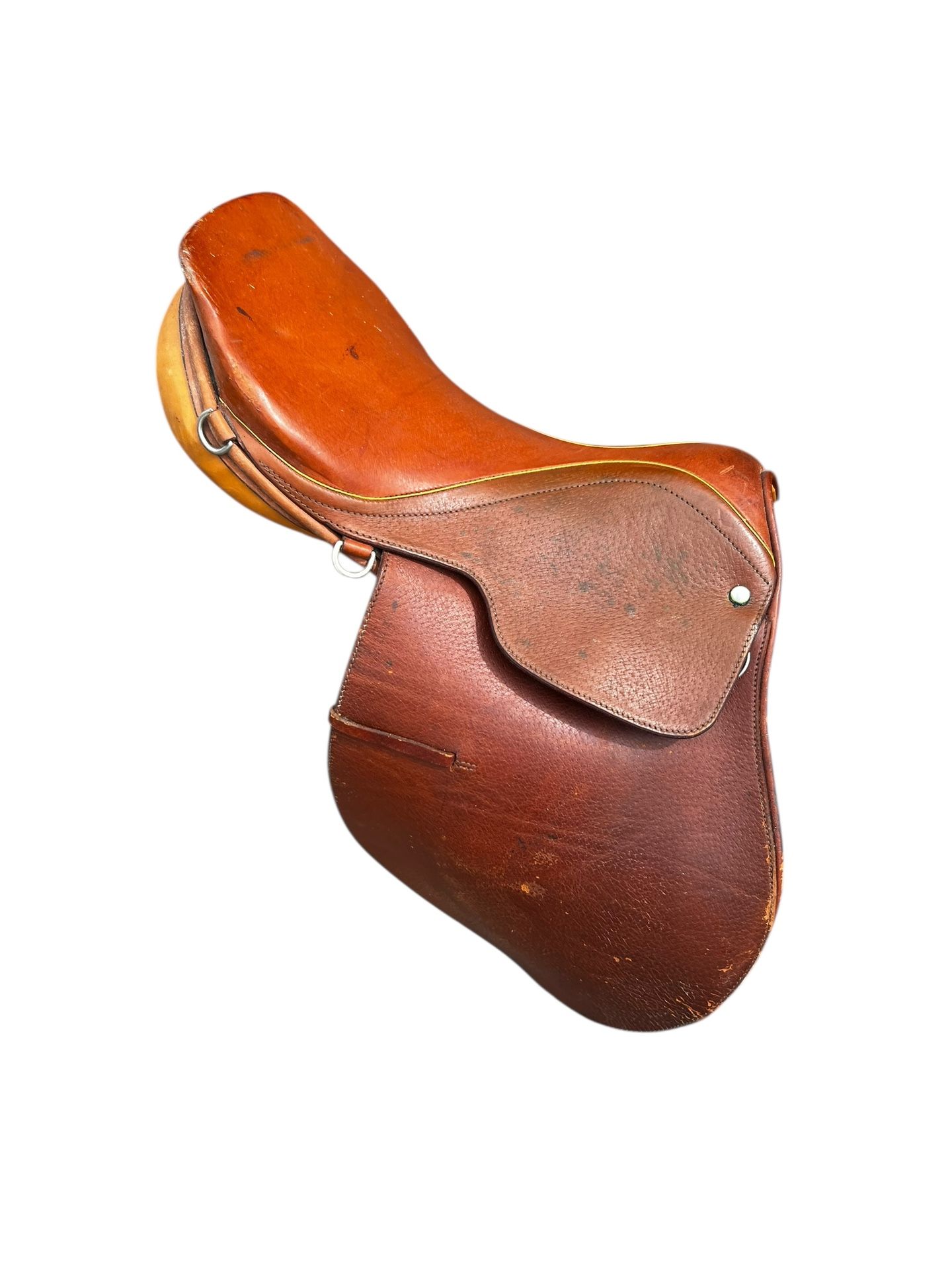 Vintage 16” BT Crumo Co Prima Suisse Leather English Saddle Made In Switzerland