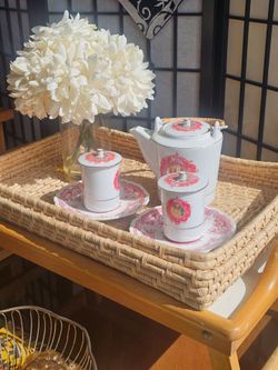 TATUNG FINE CHINA TAIWAN TEA SET RED GOLD DRAGONS