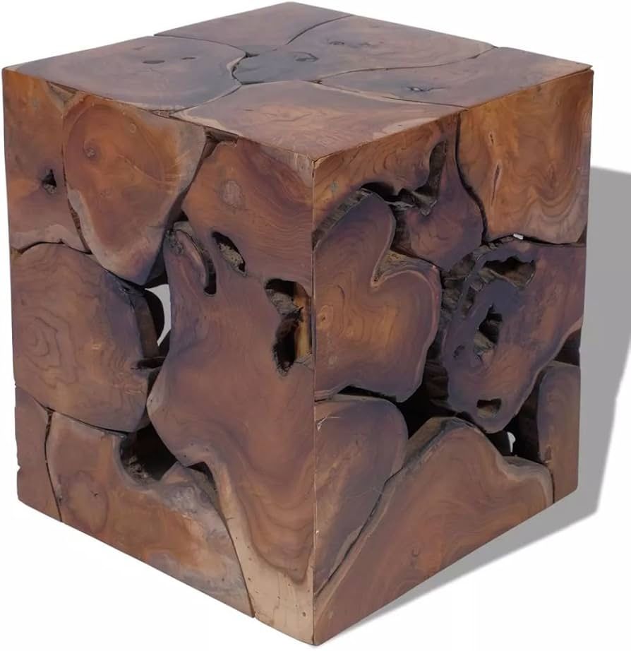 Solid Teak Wood Stool, Rustic Handmade Coffee Table