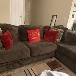 Used Brown Suede Couch ( Pillows Included If You Want)