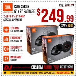 JBL Club Series 964M 2 Sets 6x9 Inch 3-Way Coaxial Speaker System 510 Watts Package 🚨 Payment Options Available 🚨 No Credit Needed 🚨