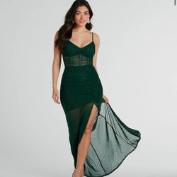 V-Neck Mermaid Rhinestone Formal Dress