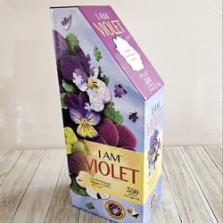 350 Piece I Am Violet Unique Floral Shaped Jigsaw Puzzle by Madd Capp Puzzles with Fold Out Puzzle Image. The Power of Flower! M