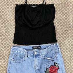 Women’s Size Small Top & 4  Jean Shorts Express Set