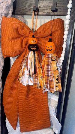 Halloween Jack-o'-Lantern Fabric Tassel Ornaments Set of 2