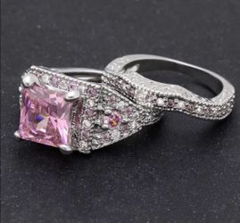 New 18 k white gold wedding ring set engagement ring